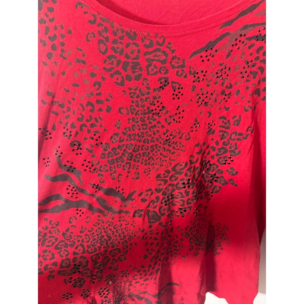 Zenergy by Chico's Top 3/4 Sleeve Women's Size 2 (Large) Red Animal Print - Picture 2 of 4